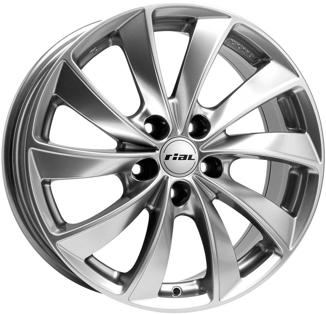 ДискRialLugano8JxR18 PCD5x100 ET35 DIA63.3,серебристый